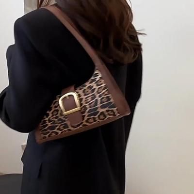 Été Nouveaux Sacs à Épaule pour Femmes Haute Qualité Motif Léopard Sacs à Main Aisselle en Cuir PU Léopard Sac à Main Aisselle