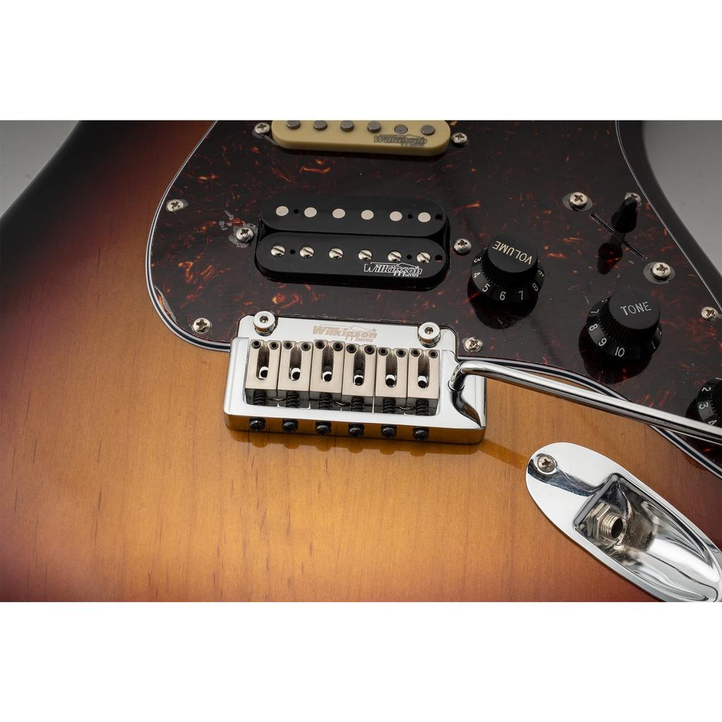 Wilkinson WOV08 Pitch ST Tremolo Bridge with Support for American Fender Stratocaster Electric Chrome 10.5mm Two-Point Standard/Professional Guitars,