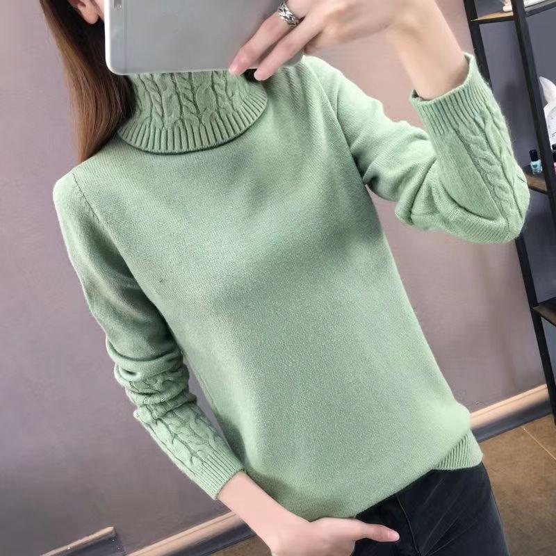 Jesień Zima Kobiety Golf Sweter Kobiety Długi Rękaw Pogrubiony Slim Dzianiny Damskie Swetry i Pulowery Kobiecy Sweter Trykot Topy