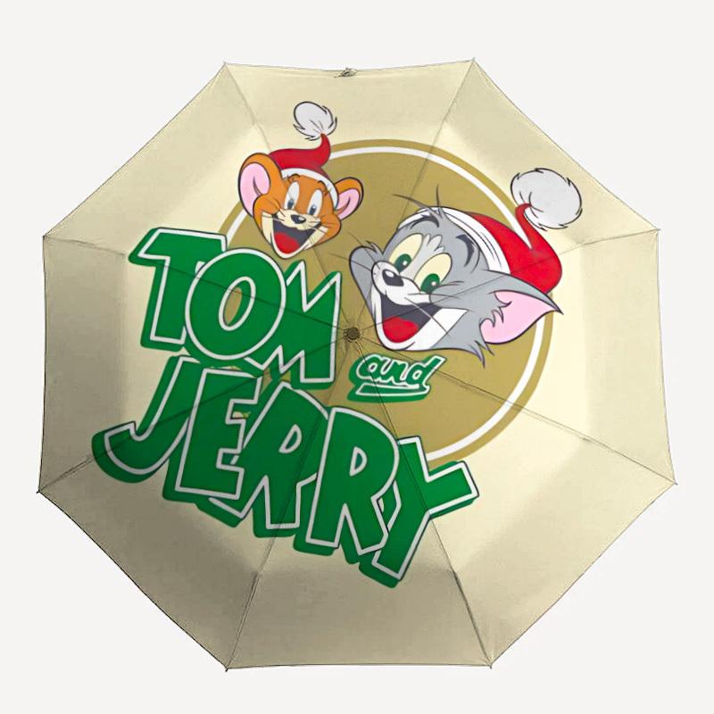 

1pc Tom Jerry Automatic Open/Close Folding Umbrella, Windproof 8-Rib Construction, Lightweight Travel Umbrella for Women/Men088
