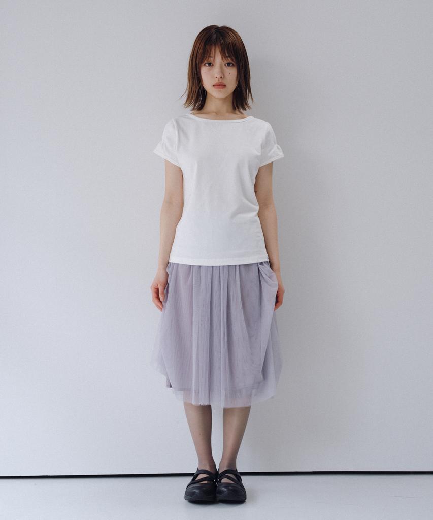 Ohesio Back Button Shirring T-Shirt, Ivory