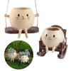Creative Rocking Feline Planter Resin Swing Chair Design Decorative Flower Pot Fit for Modern Garden Weather Resistant