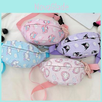 Kuromi And My Melody Kids Cartoon Nylon Waist Bag With Breathable Design For Daily Use