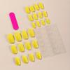 24pcs Yellow False Nails Short Square Press Nails Gloss Full Coverage Acrylic False Nails For Women And Girls