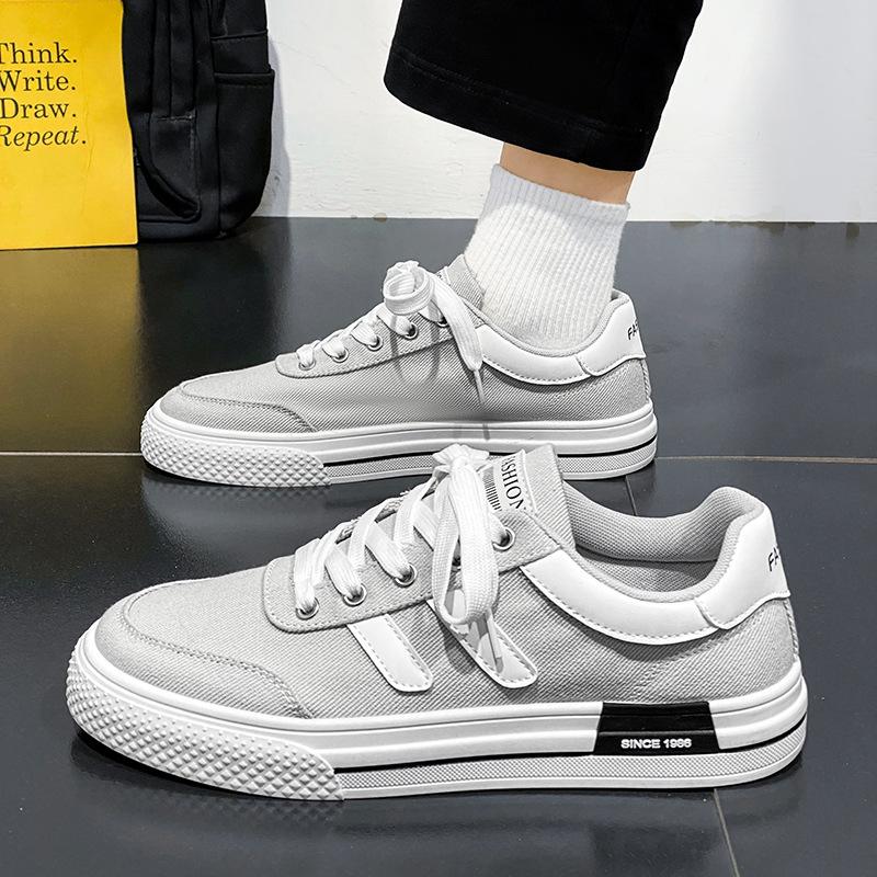 Men's Shoes 2025 Spring New Korean Version Versatile Breathable Men's Canvas Shoes Low-top Student Sports Flat Casual Shoes