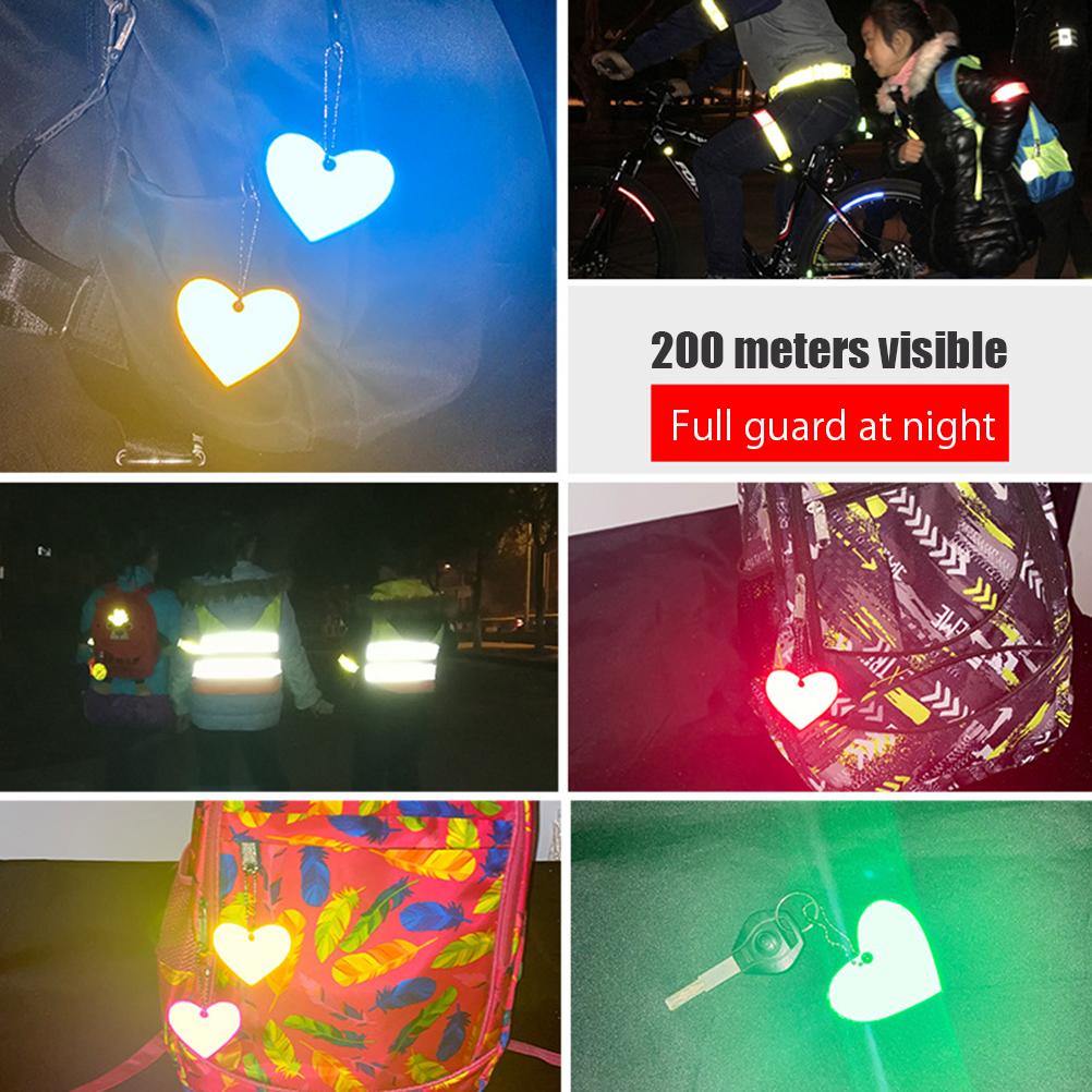 12pcs Mix Color Safety Reflector Pendant Love Heart Safety Reflector Kids Reflector Pendant for