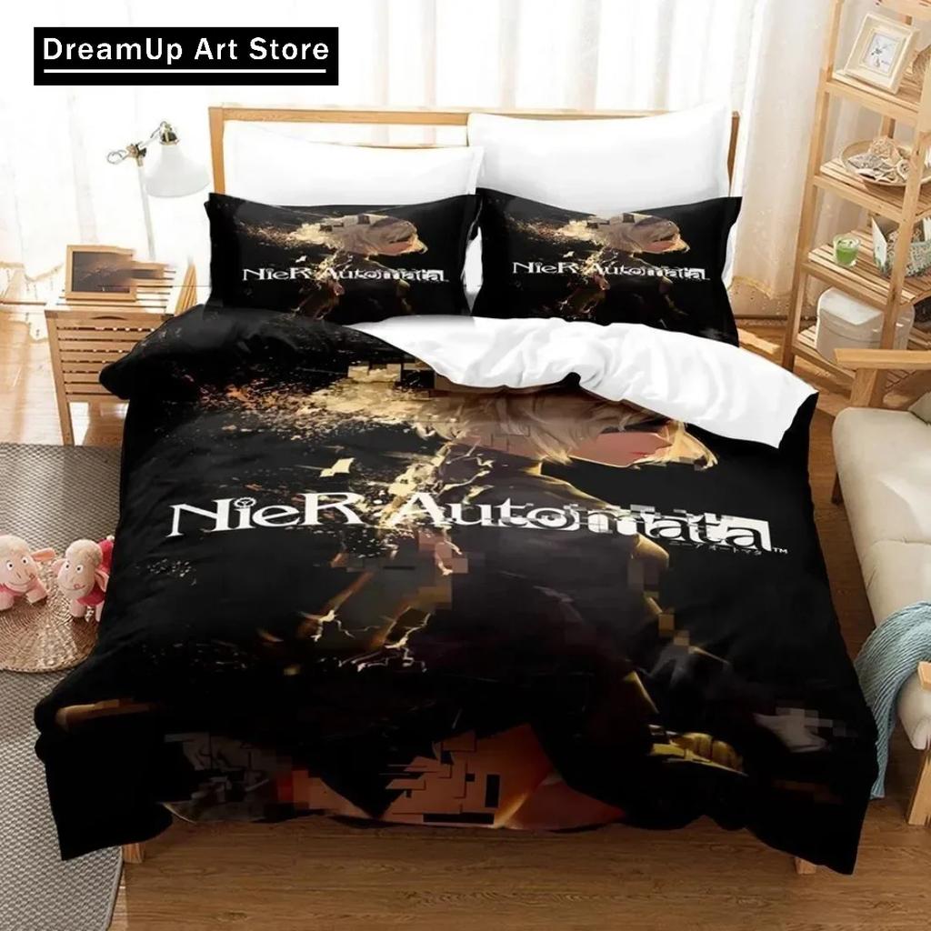 3D Printed NieR Automata Bedding Set Duvet Cover Bed Set Quilt Cover Twin Single Queen King Size Boys Adult Home Textile Decor