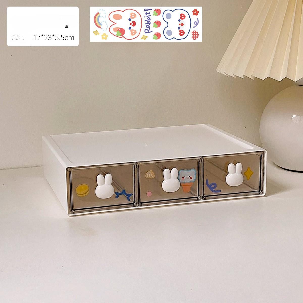 

Милый ящик для хранения на рабочем столе, студенческий стол, прозрачная полка, косметика, канцелярские принадлежности low three drawer белый