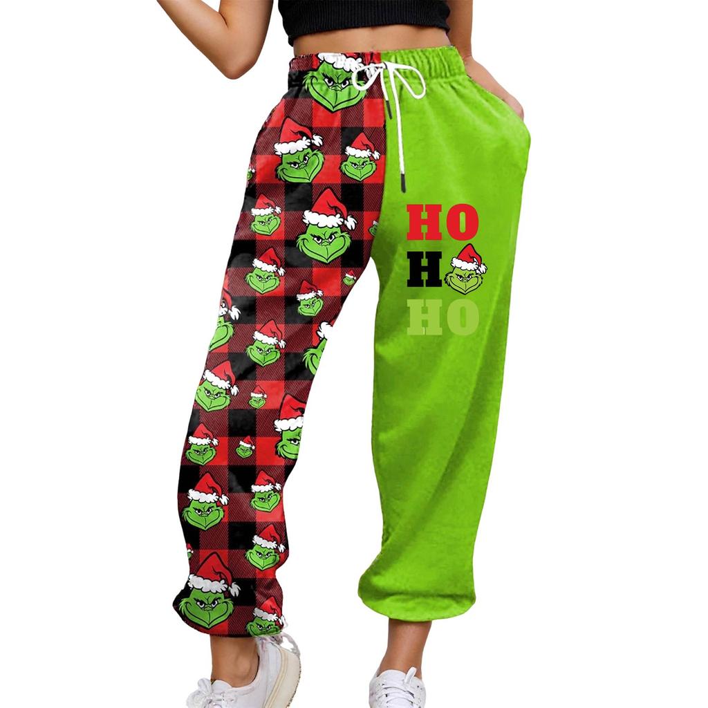 Women's Casual Fashion Christmas Printed Casual Sweatpants Elastic Waist Drawstring Pants