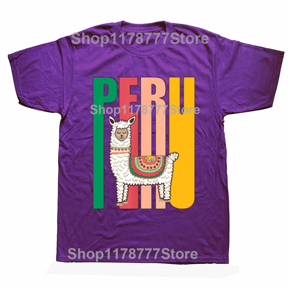 

Funny Vintage Peru Alpaca Peruvian Llama T Shirts Graphic Cotton Streetwear Short Sleeve Birthday Gifts Summer Style Tshirt Men 4XL
