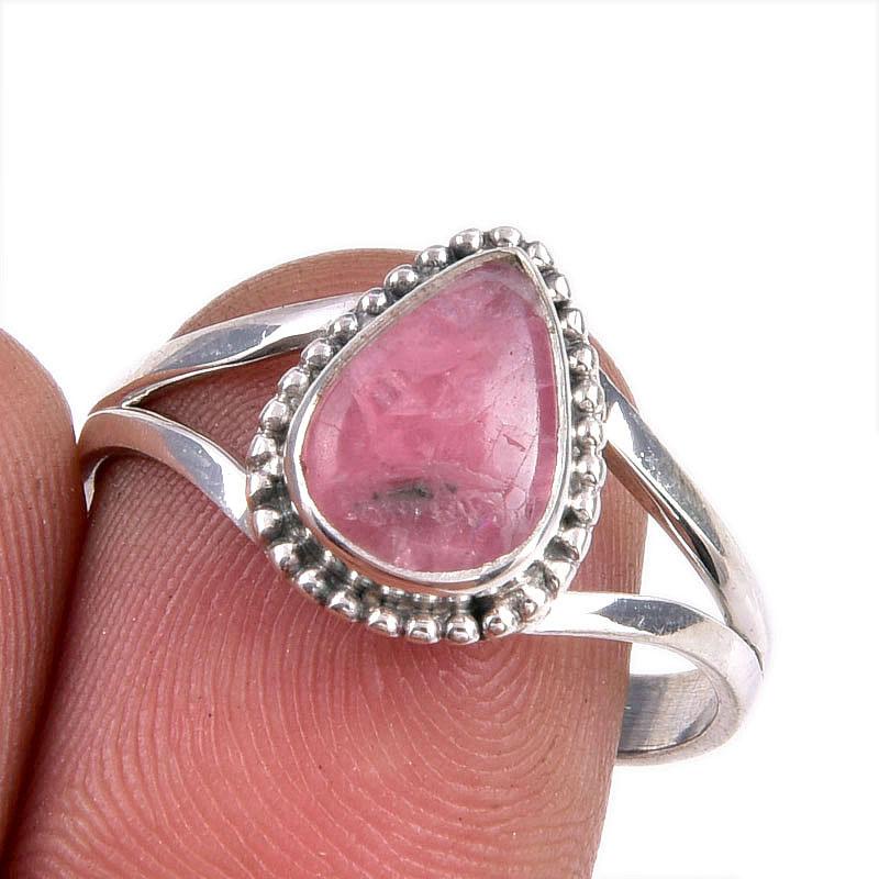 

Natural Rhodochrosite Gemstone 925 Solid Sterling Silver Jewelry Ring S.9 B2j60