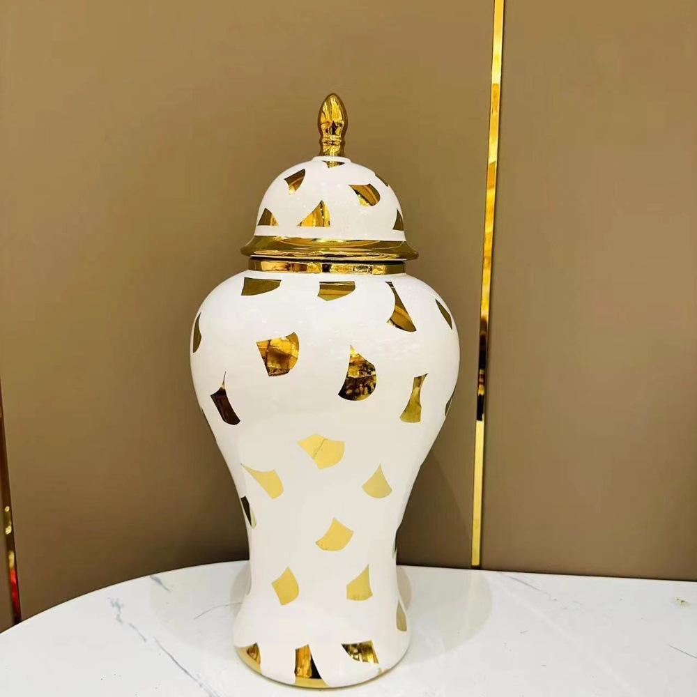 Flower Vase Ginger Jar Home Decoration Ceramic Vase Middle Eastern wedding table decoration Tall Floor  vase Platinum ginger jar