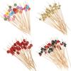 100pcs Bamboo Cocktail Picks Food Fruit Toothpicks Drink Picks Skewer Cake Drinks Party Decorative Skewers 12cm Long Food Sticks