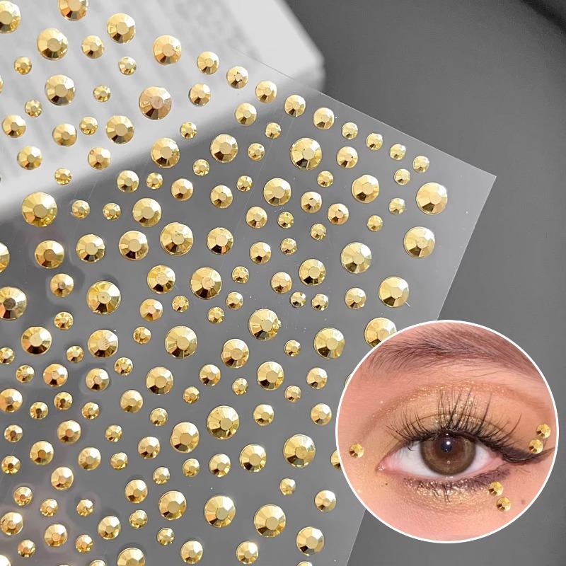 Y2K Diamond Face Jewels Golden Body Glitter Stickers for Makeup Festival Party Wedding DIY Self Adhesive Rhinestone Stickers