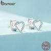 BAMOER 925 Sterling Silver Delicate Mini Line Stud Earrings Sparkling Zircon Earrings for Women Engagement Party Jewelry