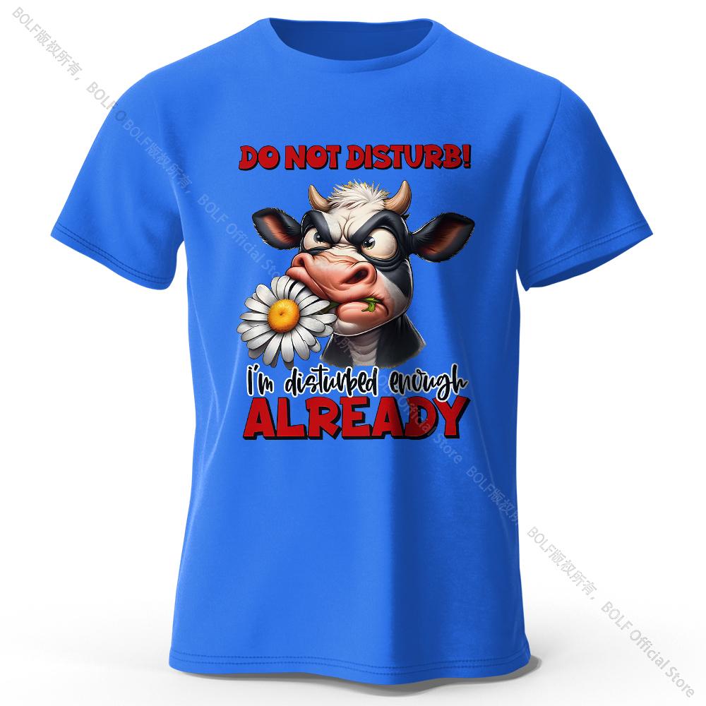 Cartoon Cow Print 100% Cotton T-Shirt, Soft & Breathable Round Neck Short Sleeve Tee, Unisex Fun & Whimsical Style