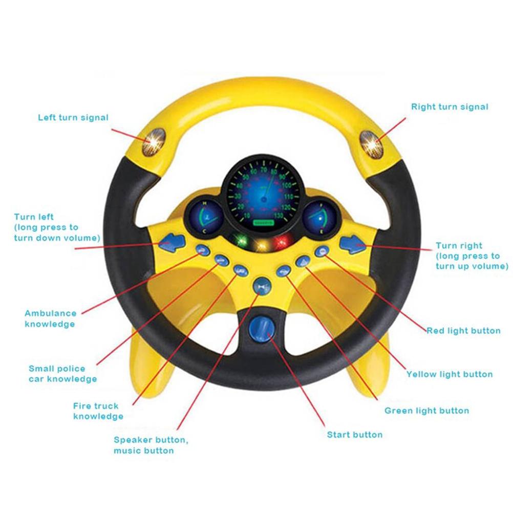 Simulated Steering Wheel Toy Kids Educational Sounding Toy Copilot Simulation Steering Wheel Toy