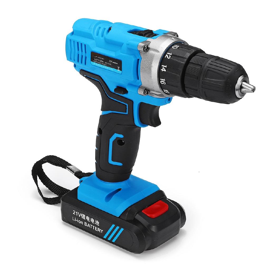 2200RPM Rechargable Double Speed Electric Screwdriver Kit 6500mAh Li-Ion 2Battery Electric Cordless Drill Power Tool 21V