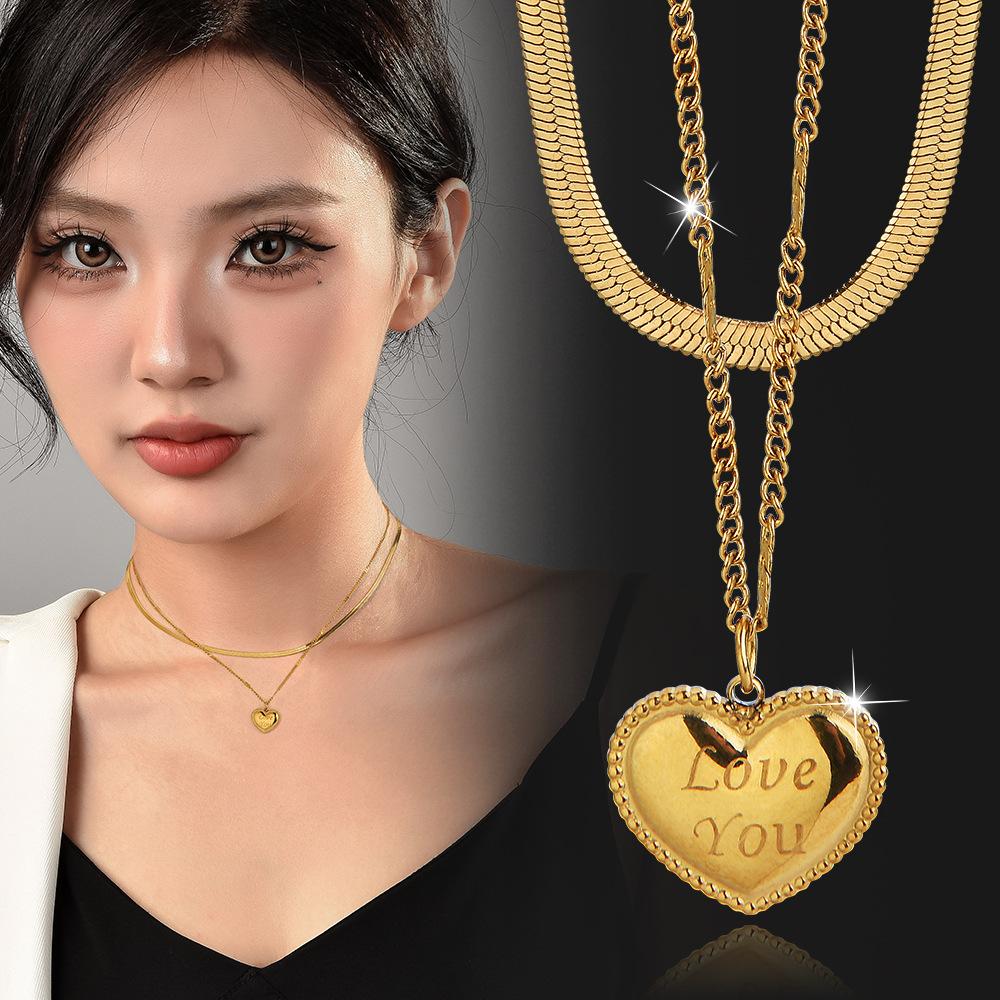 Beautiful Heart Shaped Titanium Steel Necklace For Trendy Women With Adjustable Options Length