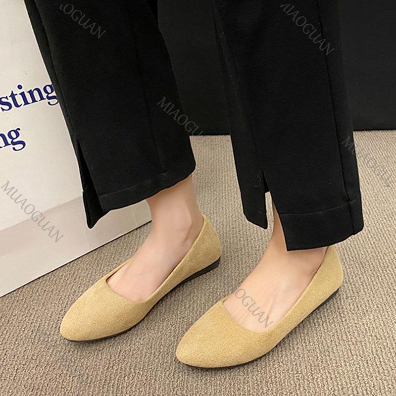 Fashion Women Flats Slip on Candy Color Woman Boat Shoes Black Suede Ladies Ballet Flats Spring Autumn Casual Round Head Single Shoes