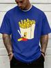 Royal Blue Unisexs Short Sleeve Top Funny Dead Fry With Ketchup Fork Comic Print Loose Fit Cotton Teen Daily Streetwear Tee