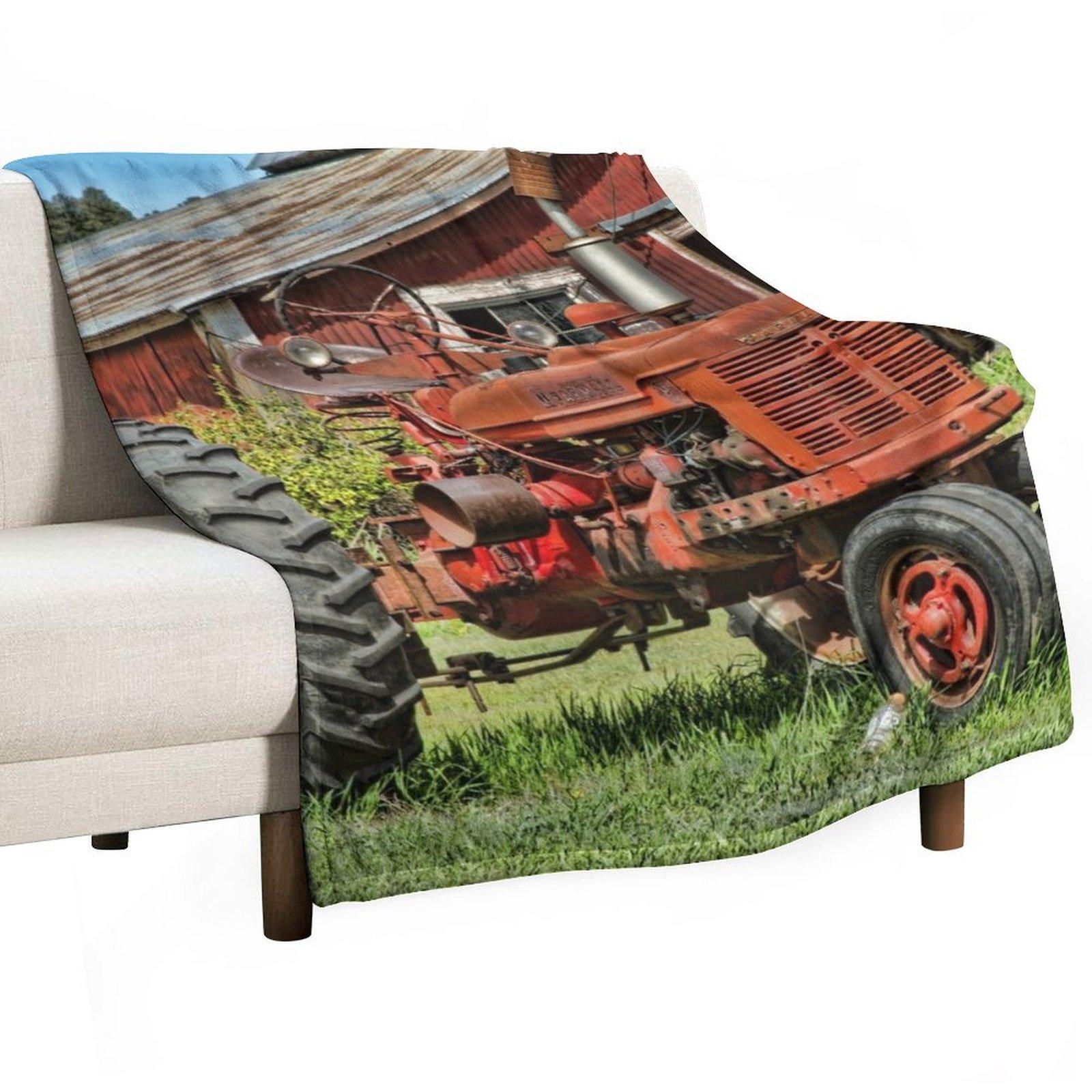

1952 Farmall Tractor Throw Blanket Cute Plaid wednesday Sofa cosplay anime Blankets 30x40in
