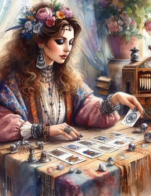 Gypsy Woman Full Square Round Diamond Embroidery Fantasy Peacock Goddess Diamond Painting Cross Stitch Mosaic Wall Decor