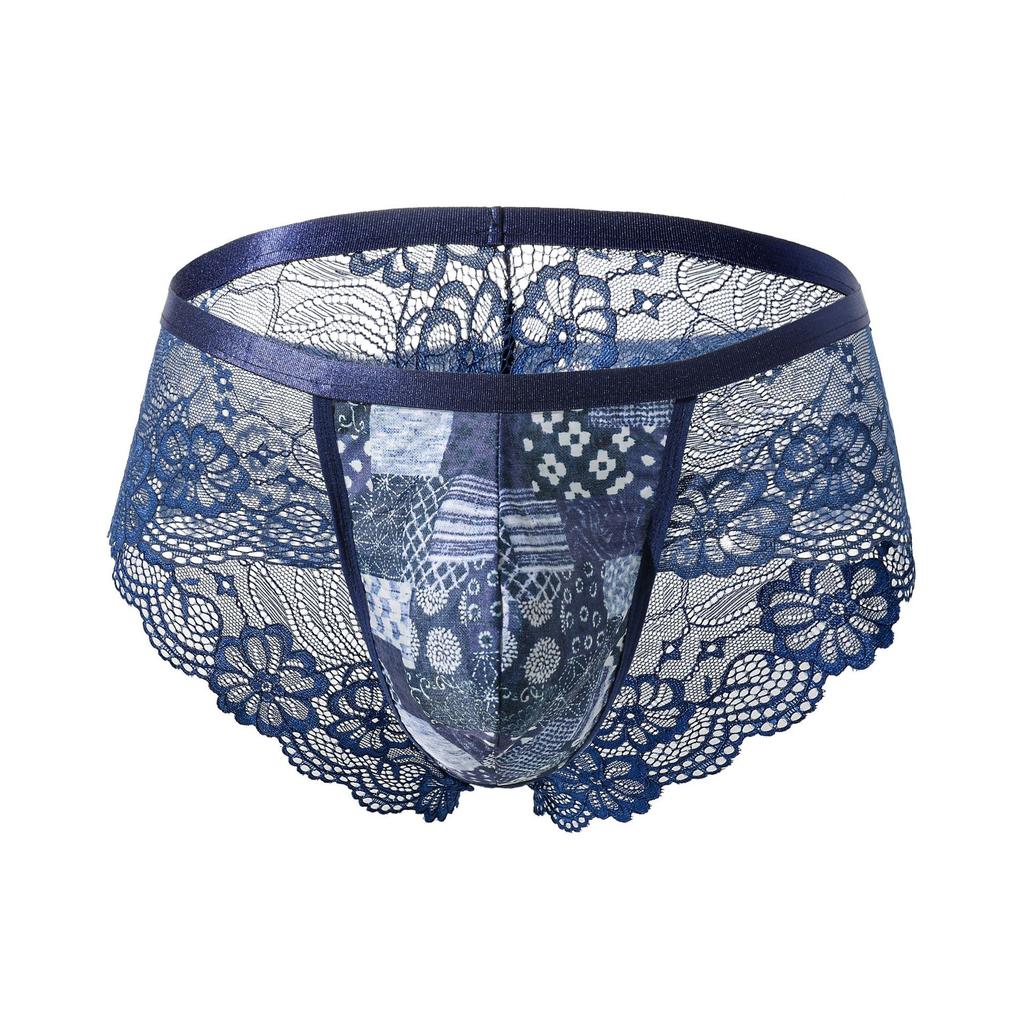 Men's sexy lace panties perspective boxers sexy hollow boxers bed seduction flirting underwear