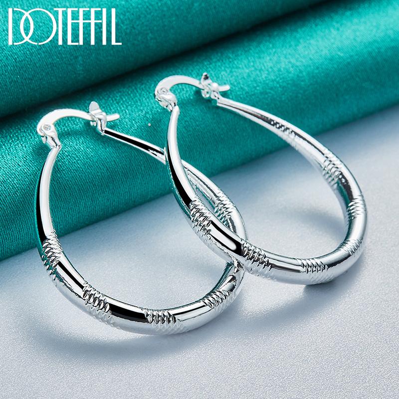 Kolczyki w kształcie litery U, srebrna biżuteria z zawieszką