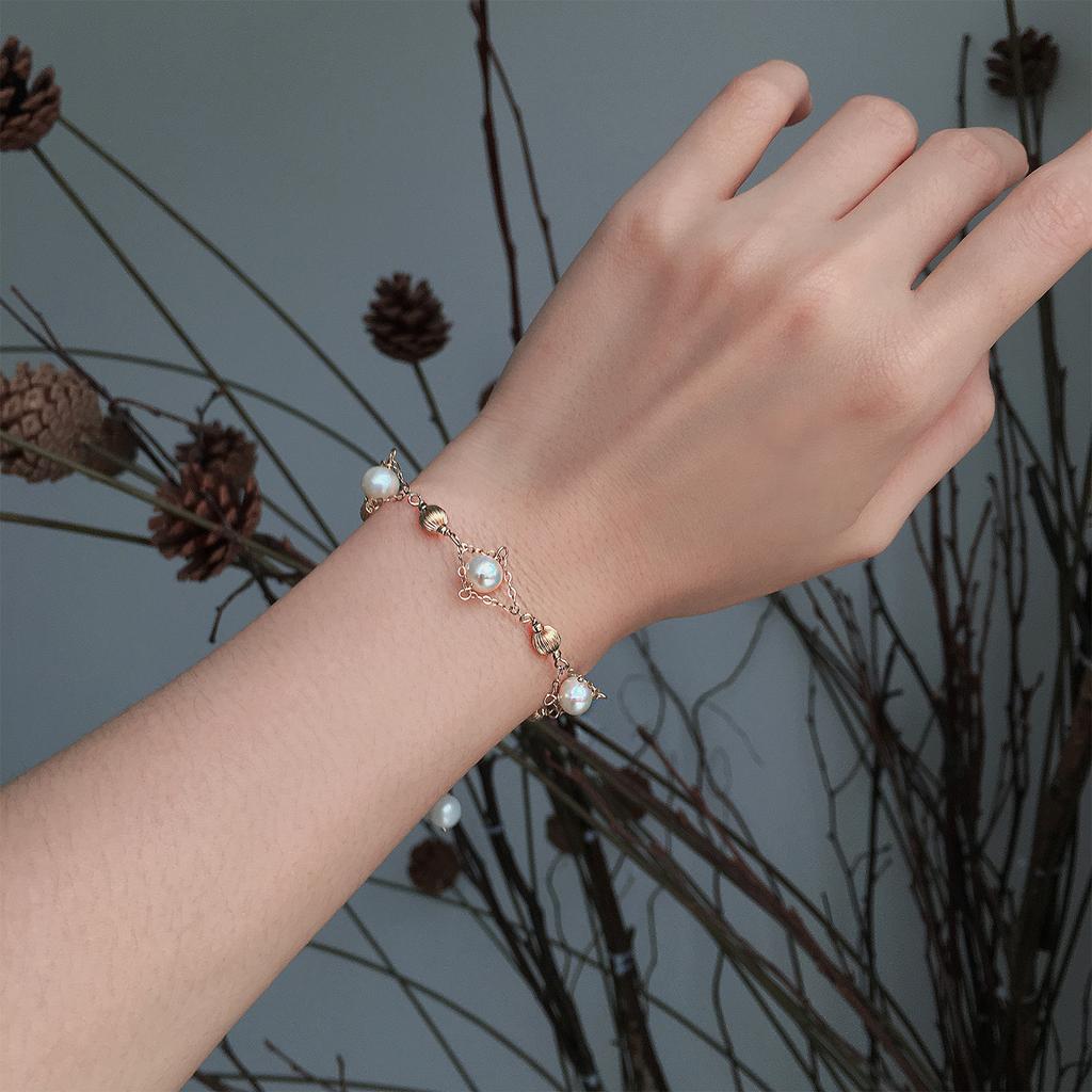 Natural Freshwater Pearl Bracelet Accessories 14K Gold Hydrangea Jewelry Accessories Diy Handmade Bracelet