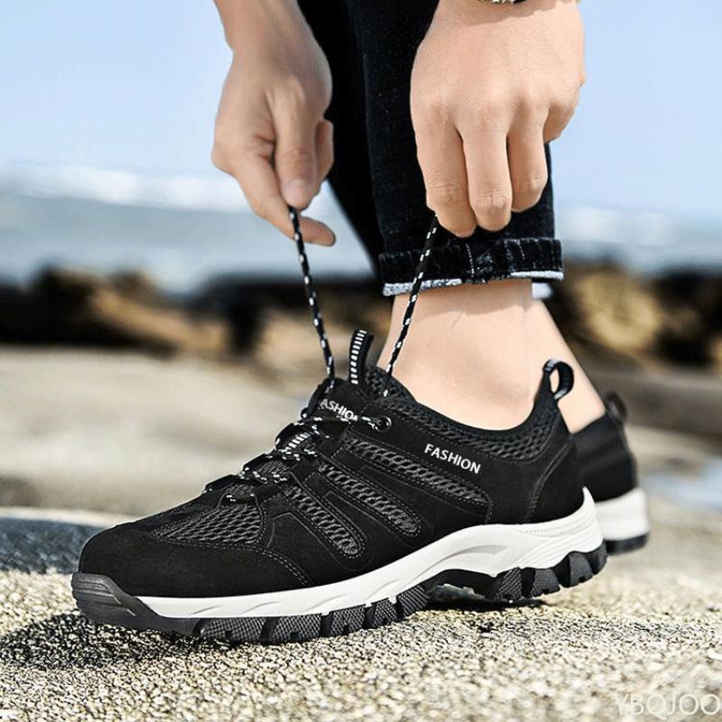 Trendy Men's Summer Mesh Breathable Casual Sports Shoes with Hollowed Out Mountaineering Anti Slip Water Wading Vulcanized Shoes