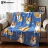 Blue Corgi Dog Ultra Soft Sherpa Fleece Blanket Fluffy Warm Halloween Cozy Throw for Sofa Couch Bedroom Gift All Season