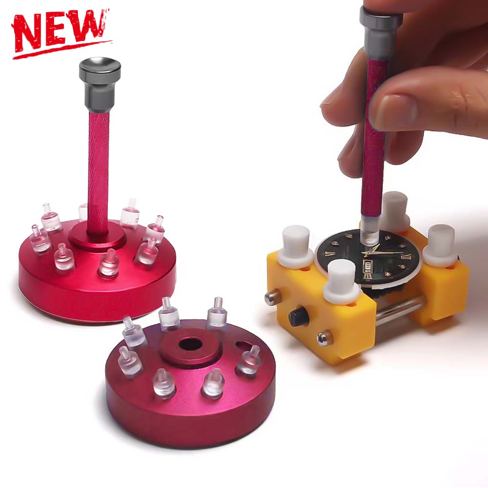 0,8 mm - 2,0 mm Zeiger-Einpresswerkzeug mit 8 Zubehörteilen aus legiertem Stahl, Zeigernadelhalter, Uhrenreparaturwerkzeug