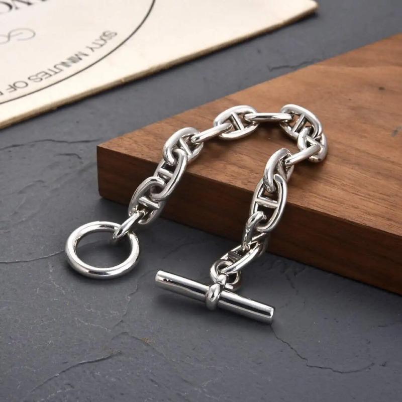 Retro Heavy Du S925 Silver Pig Nose Bracelet ex OT Bule Women's Sle Faionable Cross-Border Hand Jewelry