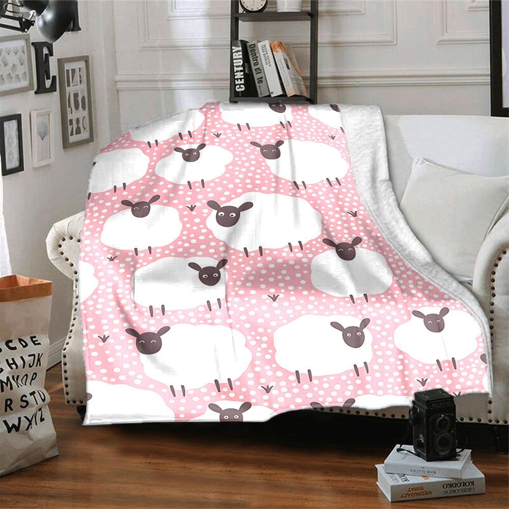 1 Stück Schafmuster-Decke Warm, Gemütlich Und Weich, Geeignet für Sofas, Betten, Autos Und Bürogebrauch. Perfekt für Camping Und Reisen, Was Sie zu Einem Tollen Geschenk Macht