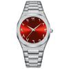 Waterproof Men's Watch Arabic Numeral Alloy Case Stainless Steel Luxury Shiny Black Silver Watch