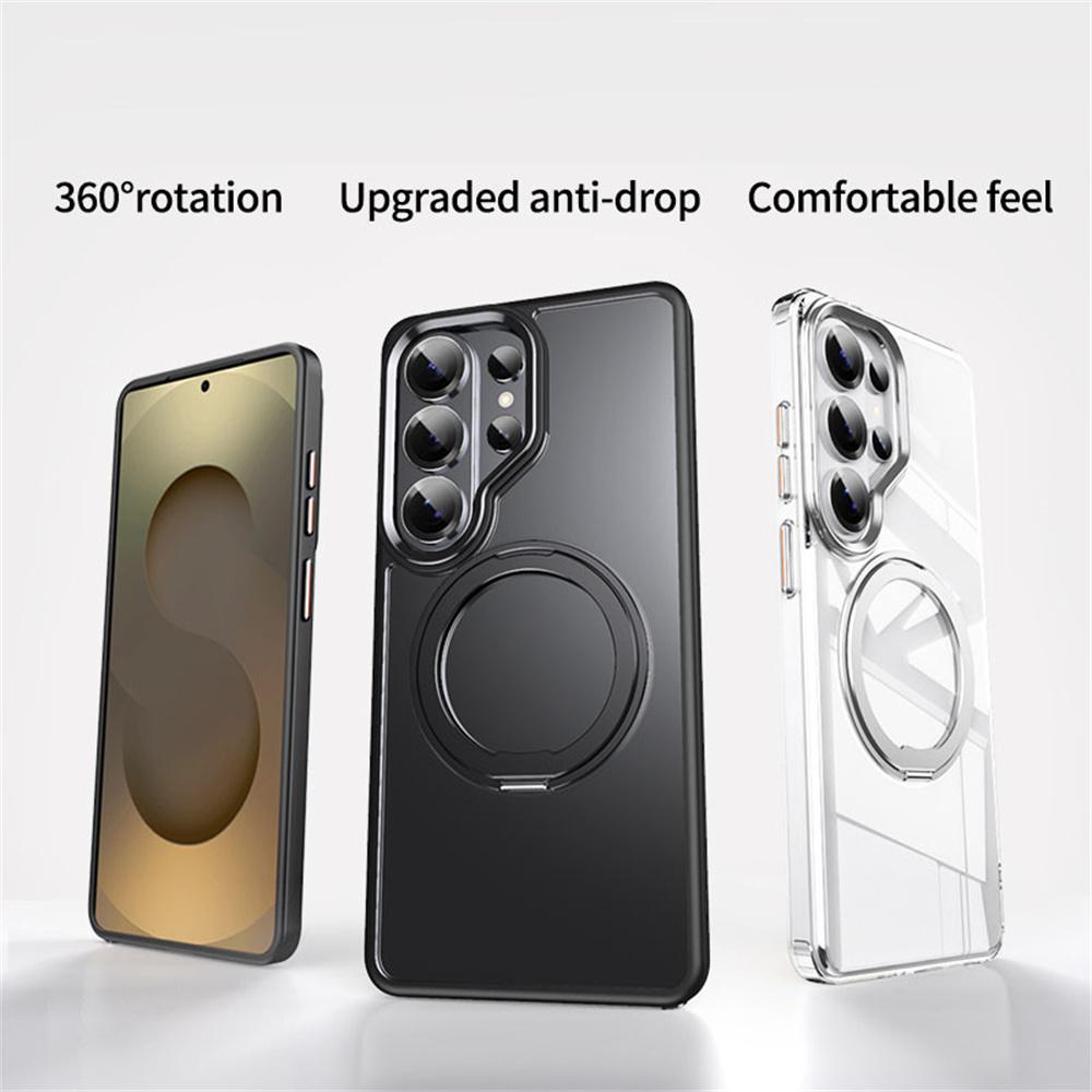 For Samsung Galaxy S26 Ultra Magnetic Case TPU + Acrylic + Metal Kickstand Matte Phone Cover