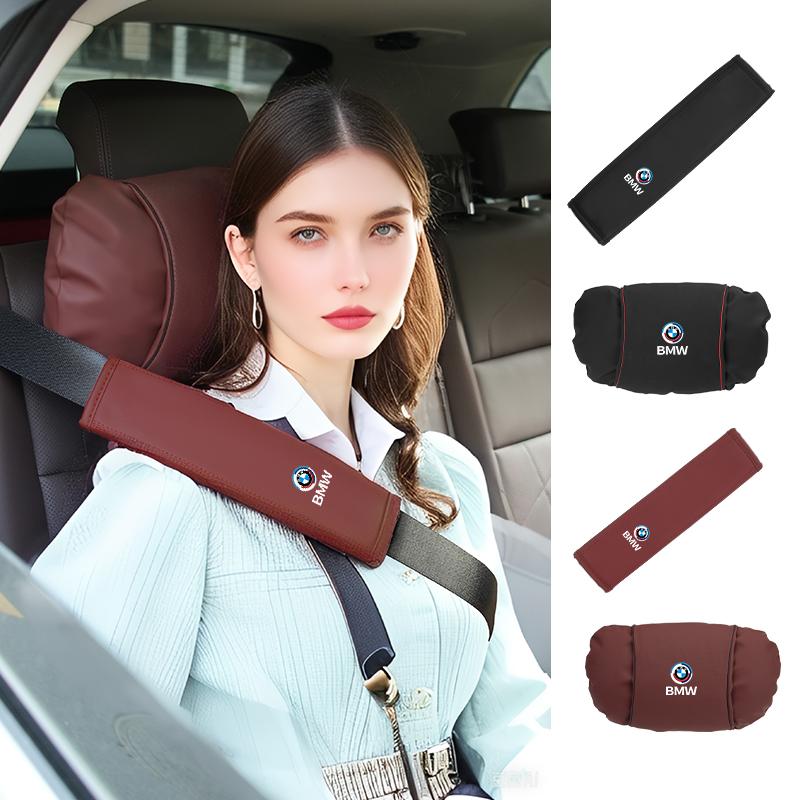 BAGF7 Car Sticker Luxury High Quality Car Seat Headrest Neck Rest Shoulder Pad Cover Auto Accessories For BMW E91 E30 G20 X3 X5 M5 M3