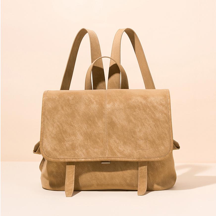 Women s Bag Pearl Vegetable Tanned Cowhide Backpack Genuine Leather Mailman Fashionable Retro 33x16x24CM