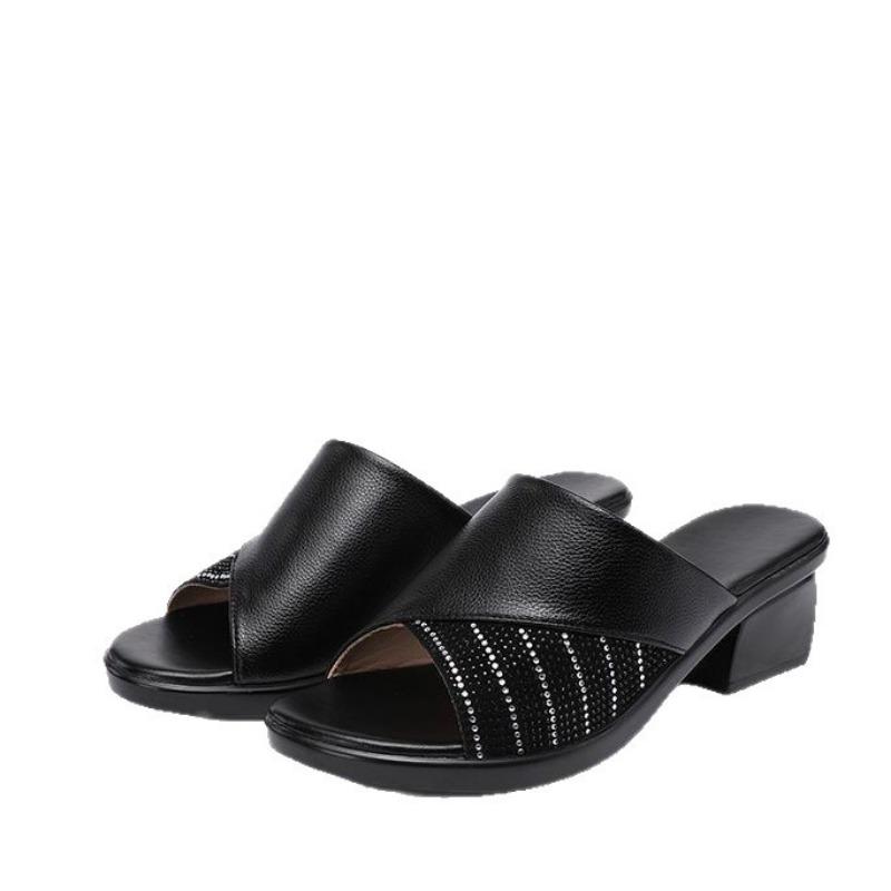 New high-heeled women's summer fish mouth sandals, comfortable, soft, non-slip, breathable and wear-resistant large-size slippers