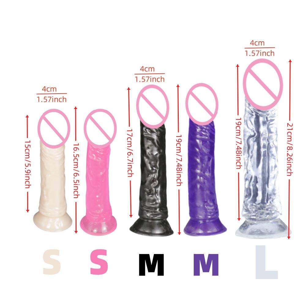 Simulation Penis Transparent Jelly Color Crystal Egg-Free Dildo Large and Medium Small Size Suction Cup Sex Product Female Self-Use