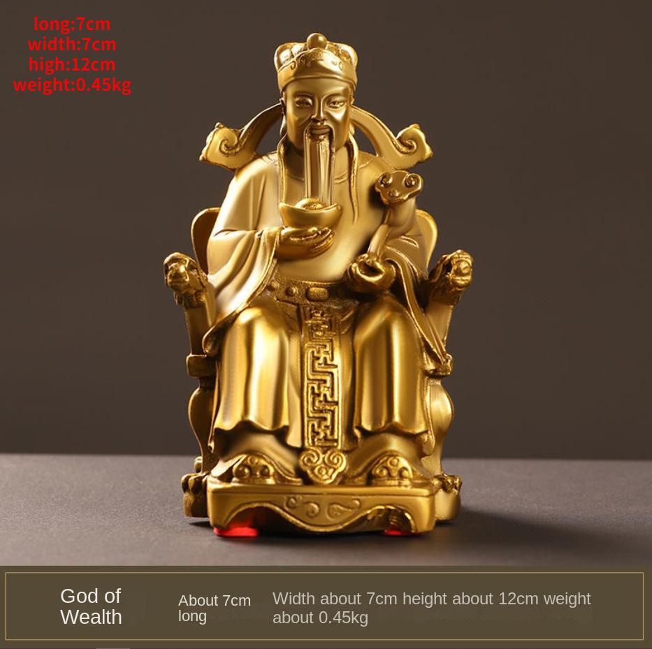 Copper God of Wealth Ornaments Home Office Table Decoration Small Sitting Dragon Chair Office Desk Decor