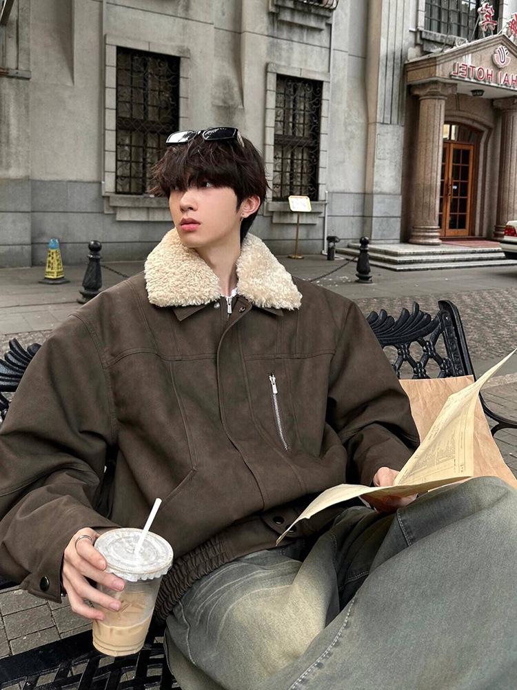 Men's Trendy American Retro Shearling Hip Hop Winter Jacket