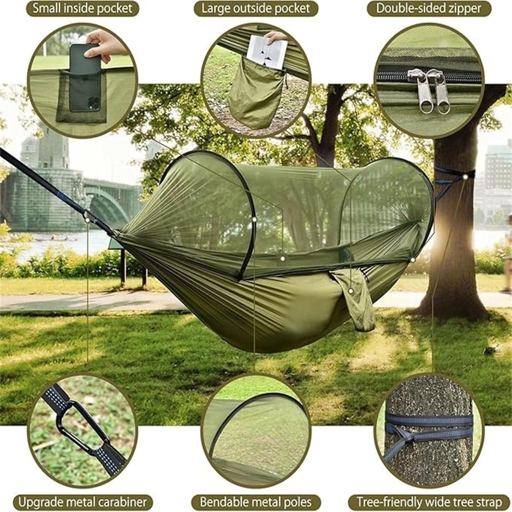 Tragbar für Draußen mit Moskitonetz – Keine Installation, Mücken- Camping- & Reiseschaukel, Geeignet für Kinder & Erwachsene