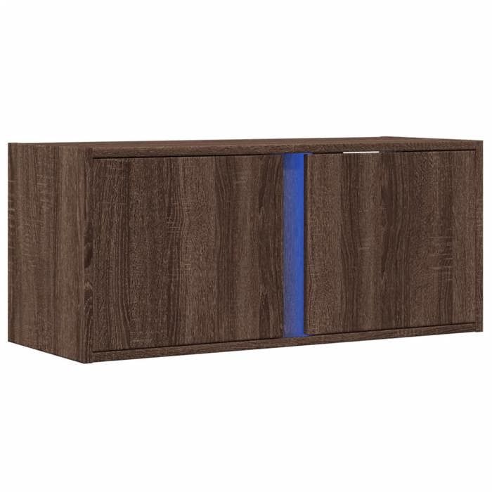 VidaXL Wall-mounted TV Cabinet with LED Lights Brown Oak 80x31x35 Cm, Wall-mounted TV Unit, Floating TV Unit, TV Stand 852263
