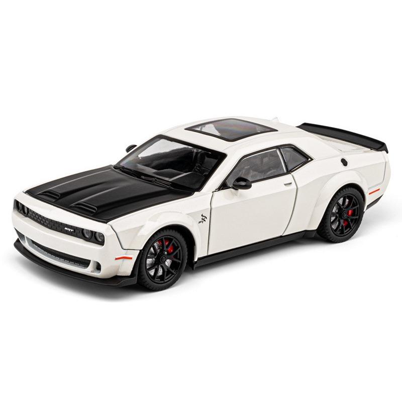 Maßstab 1/24 Dodge Challenger Hellcat SRT Legierung Modellauto Diecast Metall Miniaturauto Ton und Licht Sammlung Kinderspielzeug Fahrzeug
