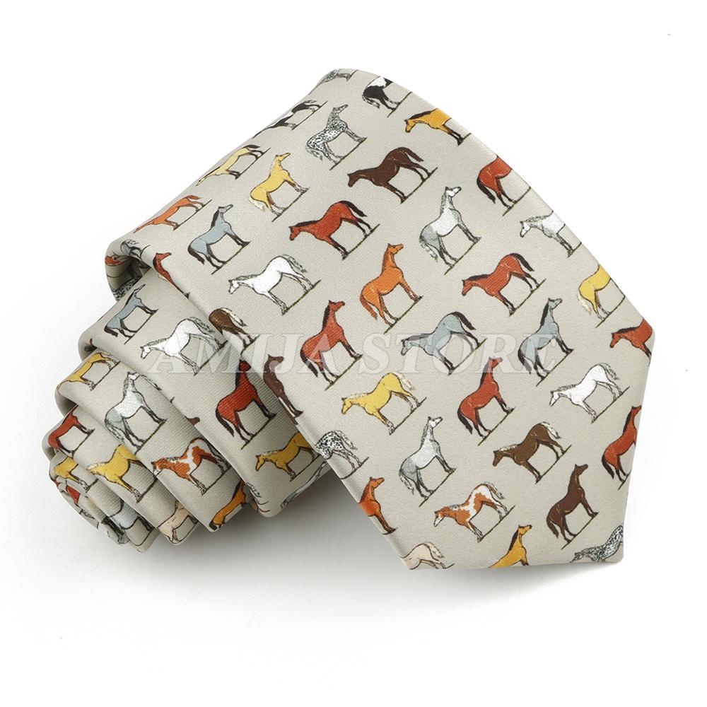 Krawaty Męskie Vintage Imitacja Jedwabiu Graffiti Krawat Panda Koń Malarstwo Krawat Dla Mężczyzn Ślub Biznes Miękki Nadruk Krawat Weddi