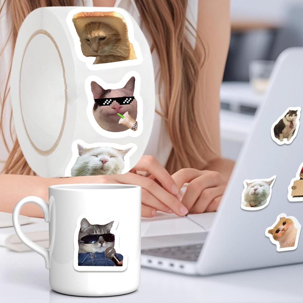 500pcs Kawaii Crazy Cat Sticky Paper Sticker Labels Thank You Sticker Sealing DIY Decoration Scrapbooking Stationery Supplies