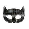 Chic Plastic Halloween Mask Sparkly Shiny Cat Ear Half Face Mask Lightweight Rhinestone Masquerade Eye Mask Carnival