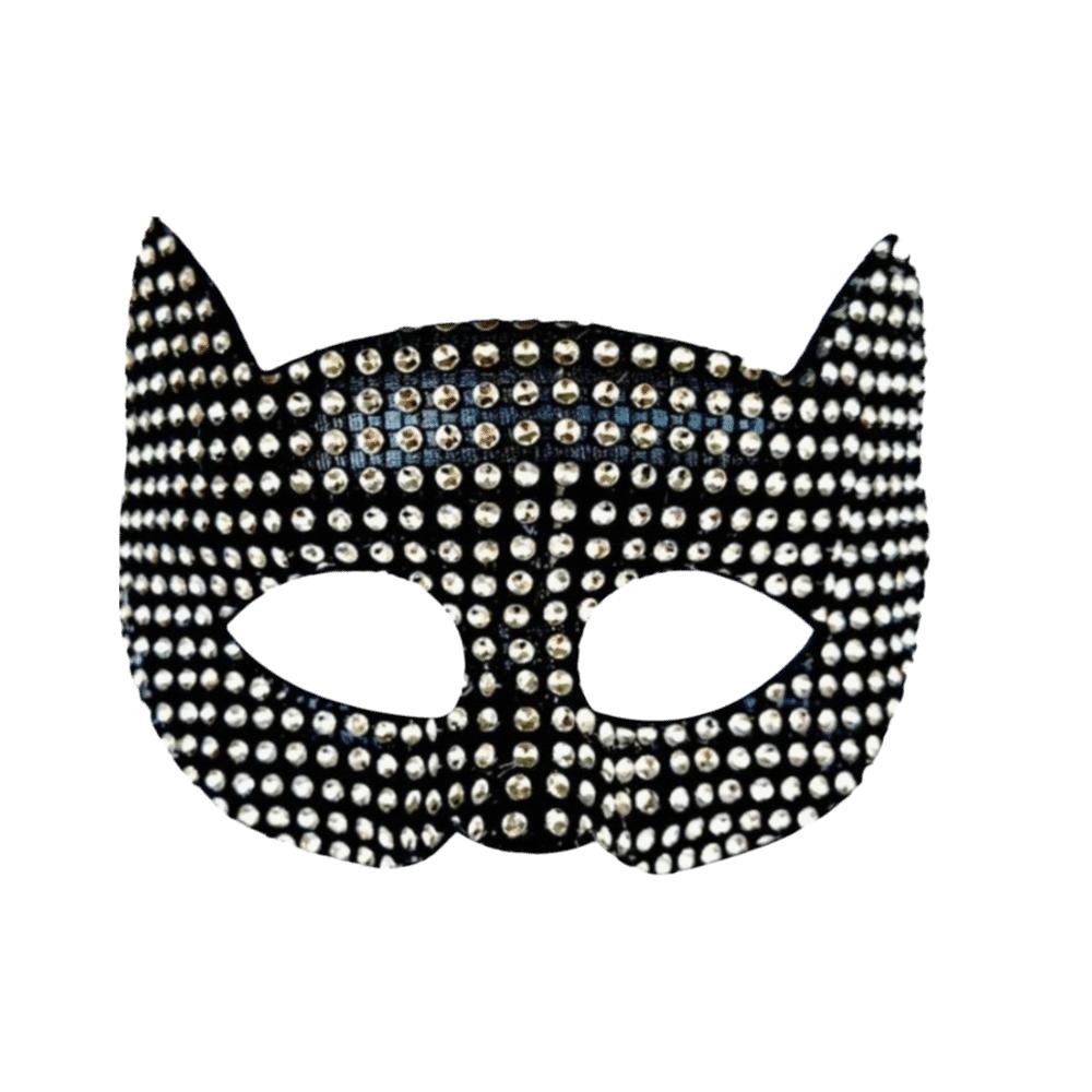 Plastic Cat Ear Half Face Mask Sparkly Masquerade Eye Mask Chic Halloween Mask Carnival чёрный